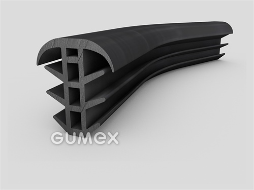 "T" Gummiprofil mit 4 Löcher, 38x32/9mm, 70°ShA, EPDM, ISO 3302-1 E2, -40°C/+100°C, schwarz, 